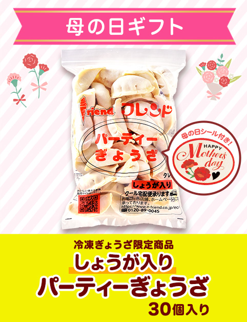 ＜母の日ギフト＞しょうが入りパーティーぎょうざ